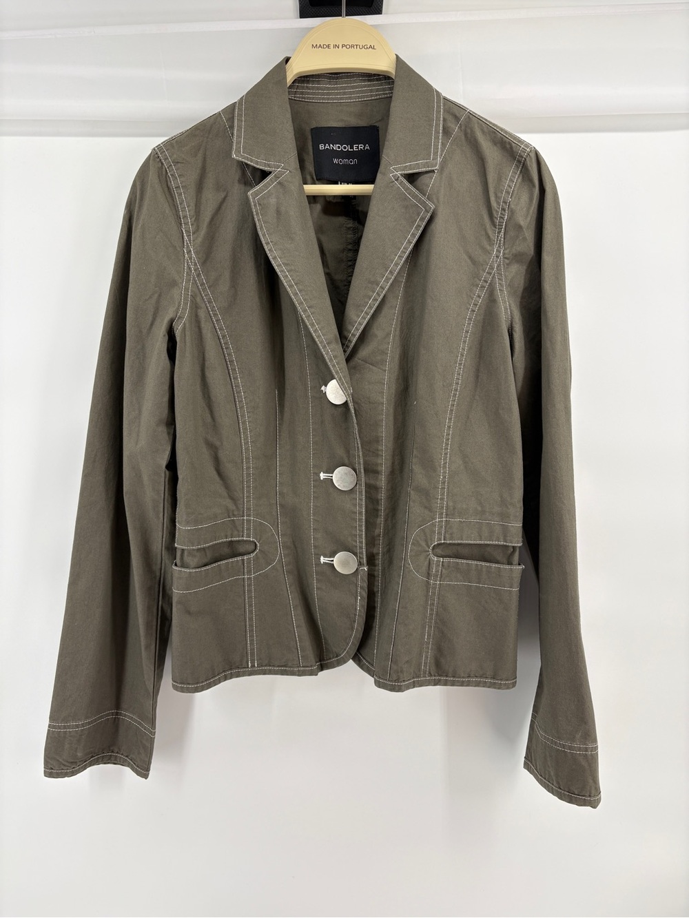 Bandolera Woman Olive Green Cotton Blazer Jacket EUR 36 US 4 Stitch And Tailored